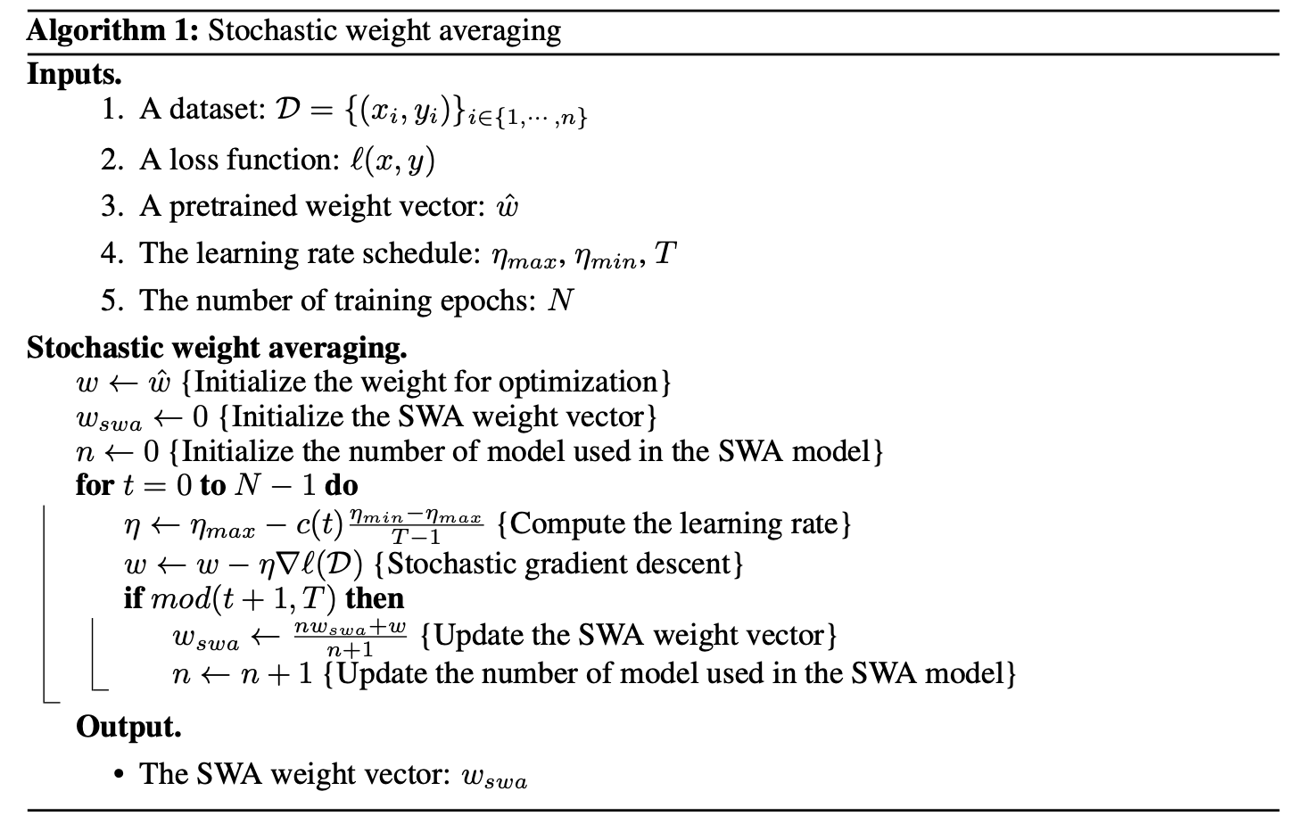 SWA algorithm